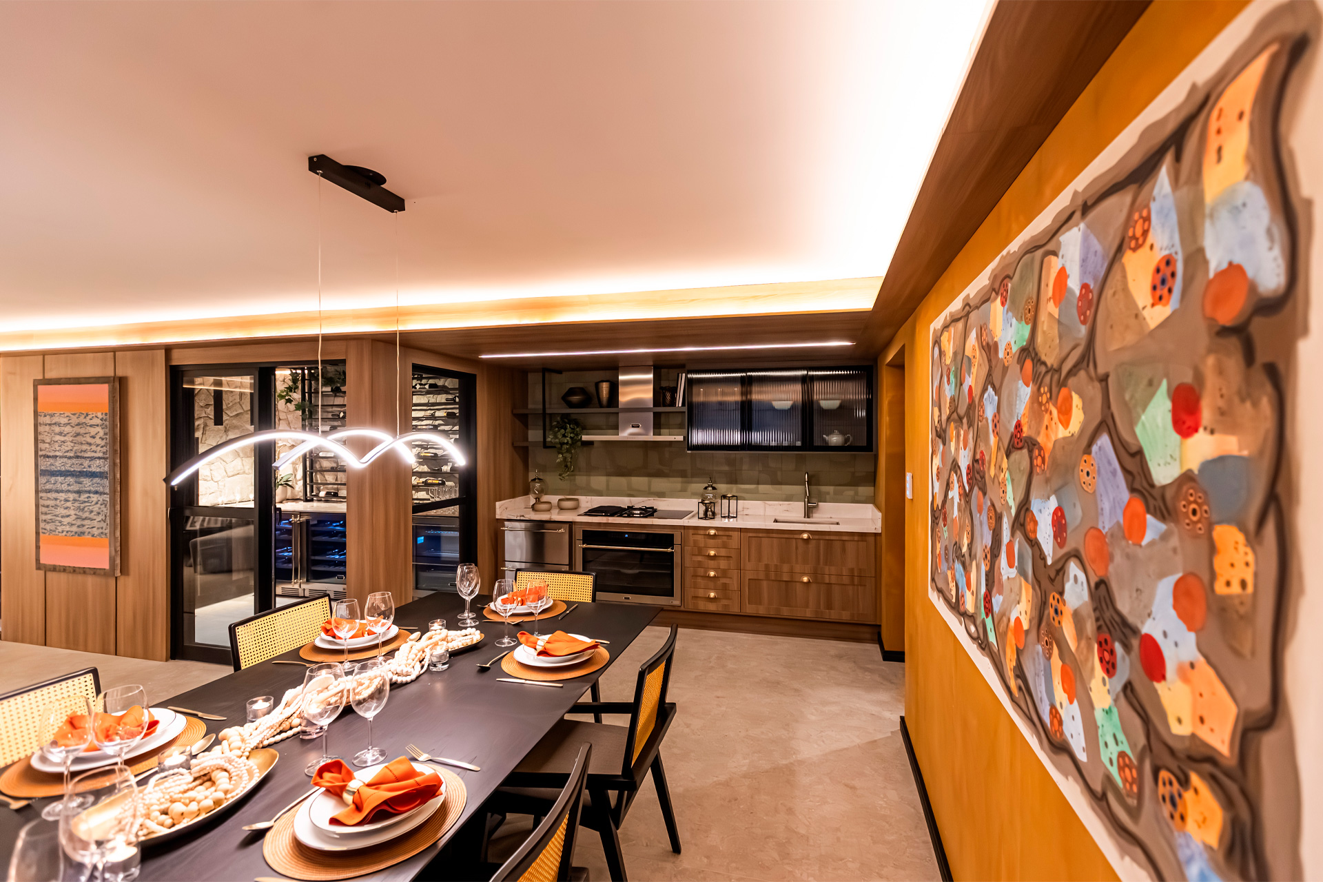 Ambiente sofisticado com iluminação elegante